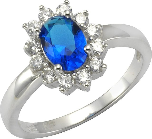 Zeeme Ring 925 Silber, Zirkonia, blau und weiß, Damen - Bild 1