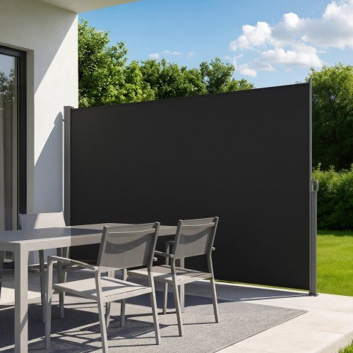 VEVOR Ausziehbare Seitenmarkise Schwarz, Sichtschutz und Sonnenschutz aus Polyester, B/H: 300 x 180 cm - Bild 1