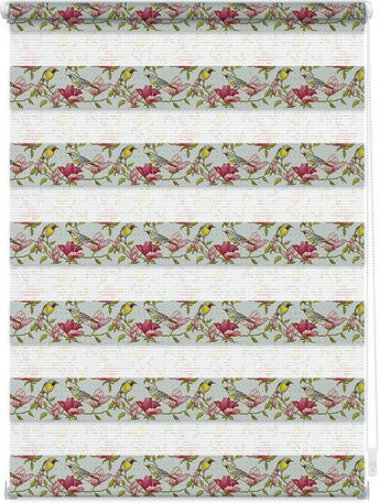 Lichtblick Duo-Rollo Klemmfix Birds, grün pink bunt, B: 100 cm, B: 150 cm - Bild 1