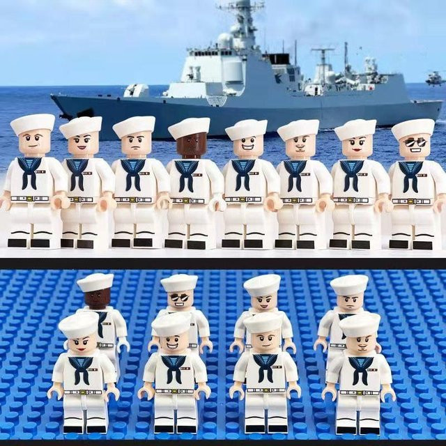 Navy Armee Soldaten Moc Guns Minifiguren Bausteine, 8-teiliges Set, ab 3 Jahren - Bild 1
