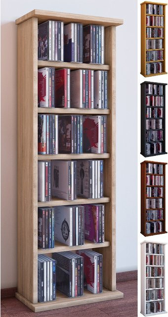 VCM CD Regal aus Holz in Braun mit Platz für 150 CDs oder 65 DVDs, H x B x T: 92 x 31 x 18 cm - Bild 1