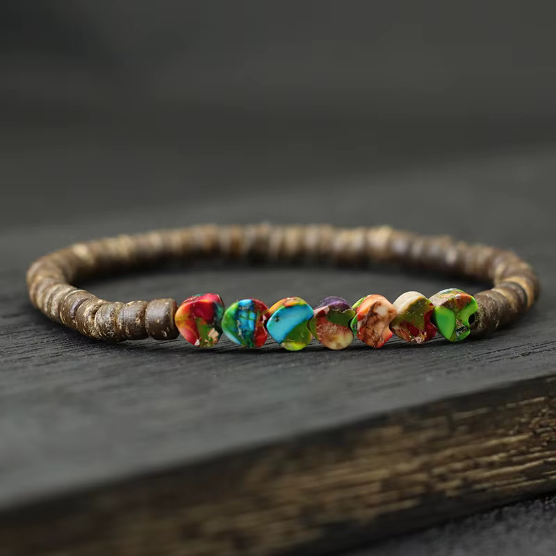 Armband, Holz, Perlen, Mehrfarbig, Unisex - Bild 2