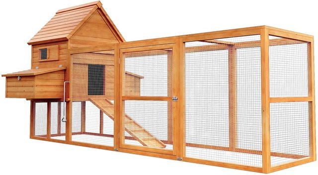 Wiltec Hühnerstall mit Freilauf aus Tannenholz in Bronzebraun, B/T/H: 310 x 150 x 150 cm - Bild 1