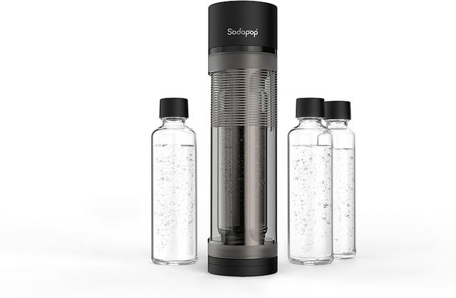 Sodapop Wassersprudler Logan in matt Schwarz inklusive 2x 850ml und 1x 600ml Glasflaschen - Bild 1