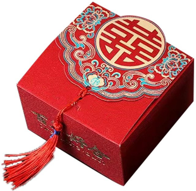 TOMTOP JMS Chinesische Candy Box aus Papier in Rot, B/T/H: 6,5 x 6,5 x 4,5 cm - Bild 1