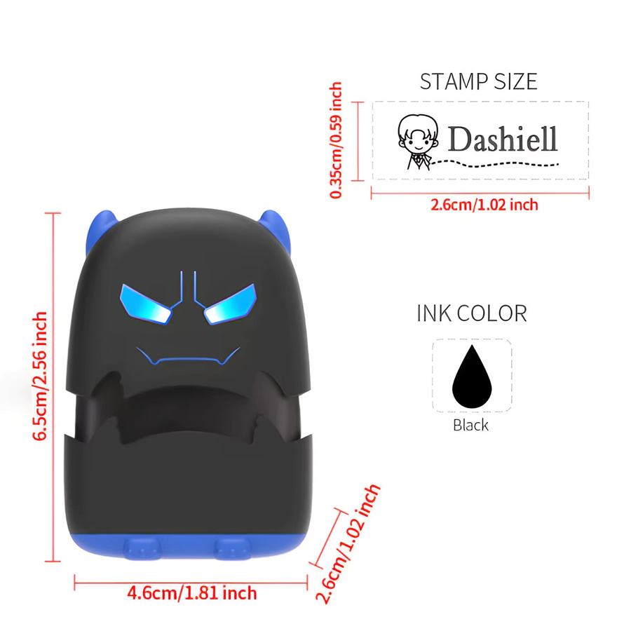 Personalisiertes Reise-Stempelset für Kinder mit wasserfester schwarzer Tinte für Rucksack, Lunchbox und Schulartikel - Bild 2