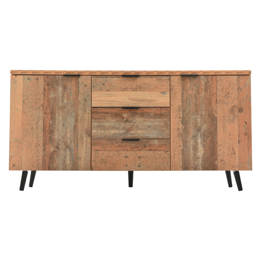 Aosom Sideboard im Vintage Design mit 3 Schubladen und verstellbaren Regalen, Braun, B/T/H: 140 x 35 x 70 cm - Bild 2