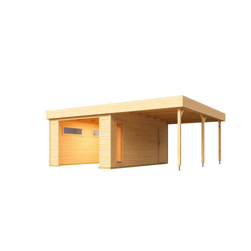 Blockgarage Lasita Maja Bahamas aus Holz in Braun-beige Natur mit Stufendach, B: 820 cm, T: 560 cm, H: 251 cm - Bild 2