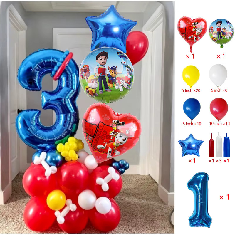 Paw Patrol Cartoon Hund Ballon Set für Kinder Geburtstag Dekoration aus Aluminium und Latex in Mehrfarbig - Bild 2