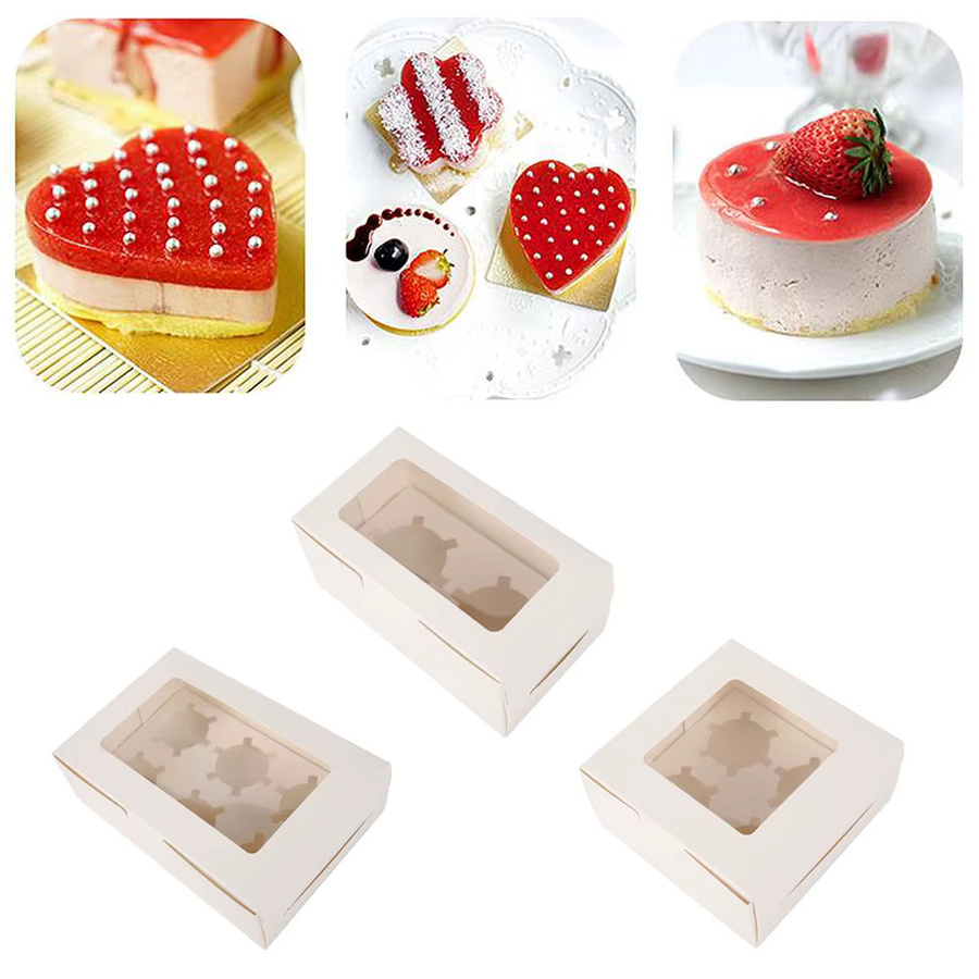 30 Stück Cupcake Verpackungsboxen aus Papier mit Sichtfenster in Weiß für Hochzeiten, Geburtstage und Feiern - Bild 3