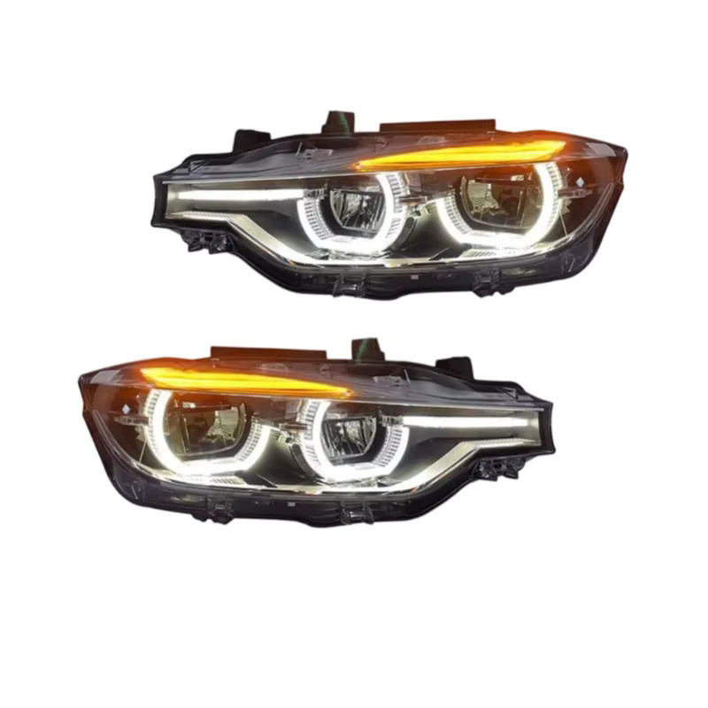 carinamoba LED-Scheinwerfer Set mit sequenziellem Blinker für BMW 3er-Serie F30 F35 (2013-2018), Frontleuchten in Schwarz, 1 Paar - Bild 1