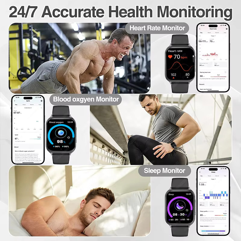 paazomu Smartwatch, Silikon, Schwarz, Unisex - Bild 3
