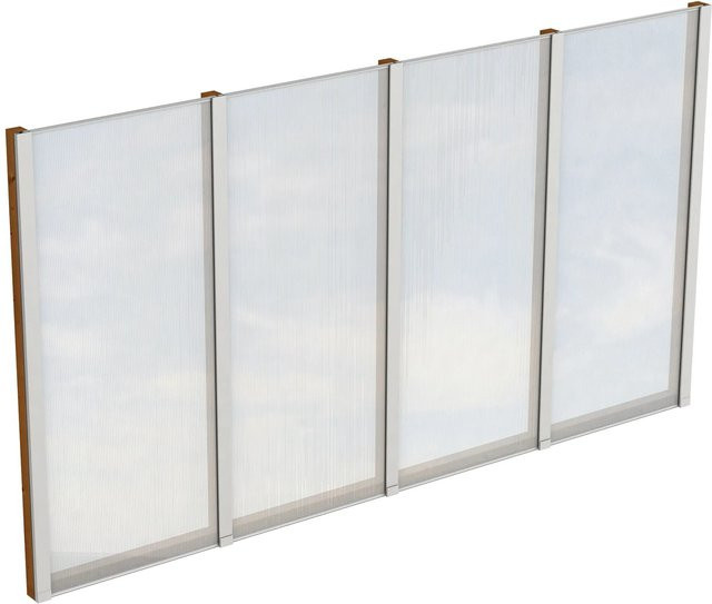 Skan Holz Seitenwand aus lasiertem Holz mit semi-transparenten Polycarbonatplatten, Farbe: Nussbaum, B/H: 355 x 200 cm - Bild 1