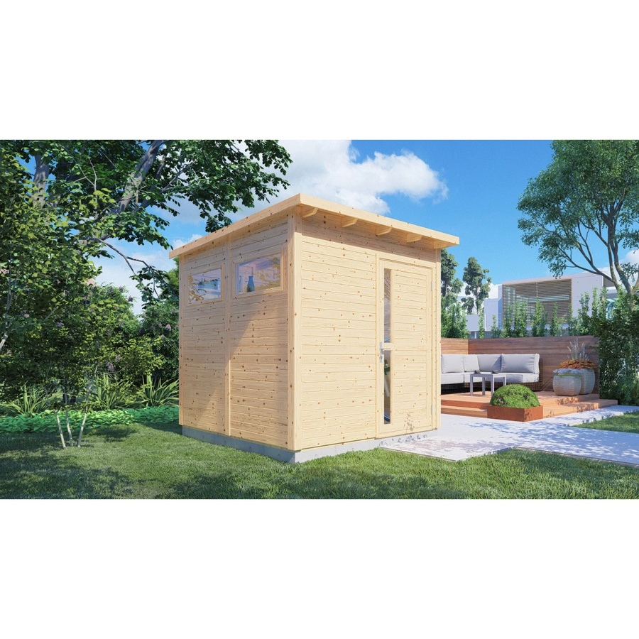 Bertilo Gartenhaus Pentus 2 aus Holz in Natur mit Flachdach, B/T/H: 234 x 226 x 232 cm - Bild 2