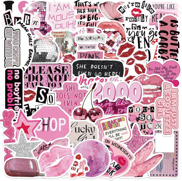 50 Stück rosa Y2K-Cartoon-Graffiti-Aufkleber wasserfeste DIY-Dekoration für Gitarren, Notebooks und Gepäck von AnimeWorlds Store - Bild 1