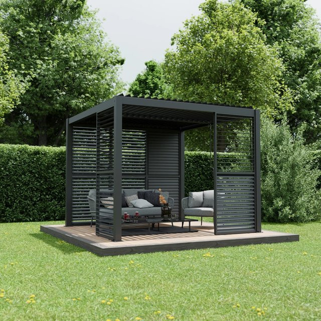 Ximax Lamellenwand aus Aluminium für Pergola, Breite: 90 cm, Farbe: Anthrazitgrau - Bild 1