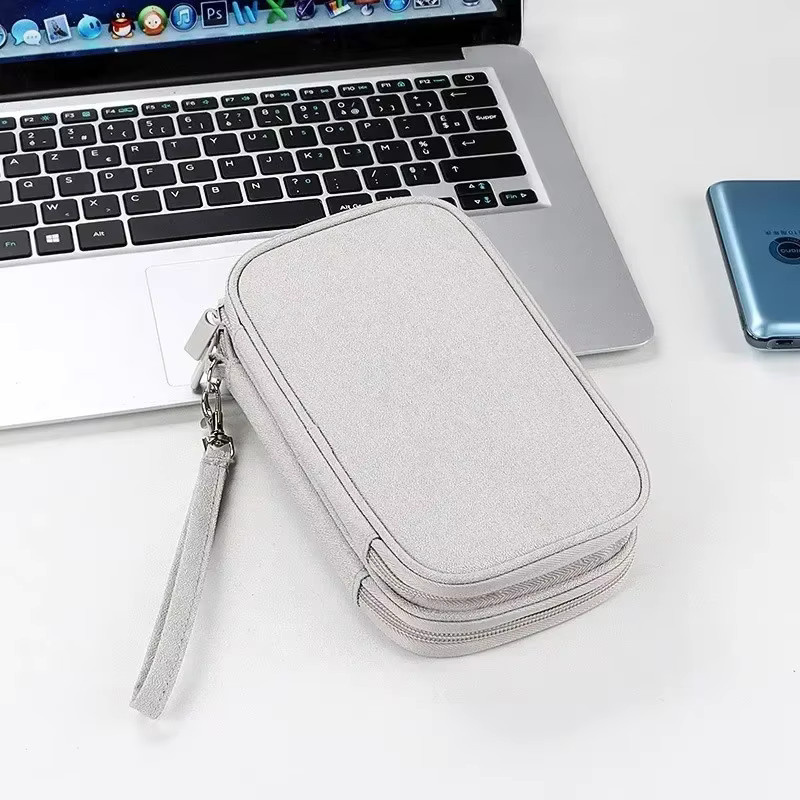 FTBTOC Elektronik-Organizer-Tasche in Schwarz mit Doppelreißverschluss für USB-Kabel, Festplatten und Computerzubehör - Bild 3