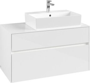V&B Waschtischunterschrank Collaro in Weiß Glossy mit LED-Waschtisch B/H/T: 100 x 54,8 x 50 cm - Bild 1