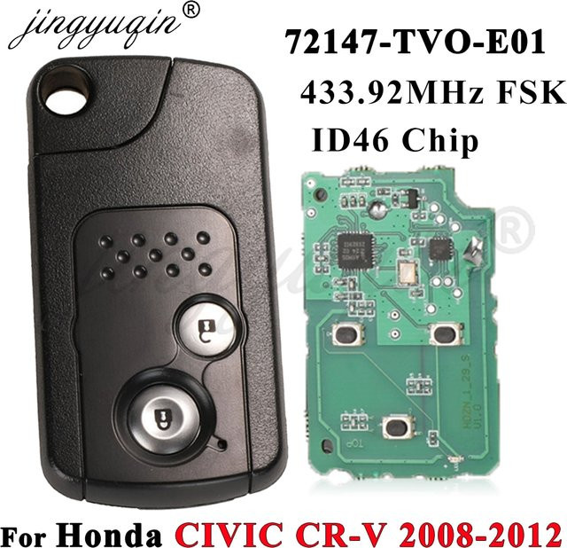Jingyuqin Intelligenter Autoschlüssel für Honda Civic 2012-2018 und CRV 2013-2018, Keyless Go Control Fob, 433,92 MHz FSK ID46, Schwarz - Bild 1
