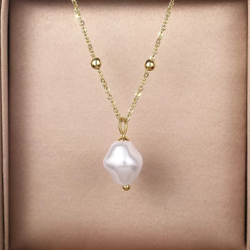 Huitan Halskette mit Anhänger, Perle, Gold, Damen - Bild 2