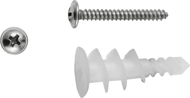 LUX-TOOLS Gipskartondübel aus Kunststoff mit Schrauben, Farbe: Weiß, Durchmesser: 14 mm, Länge: 32 mm, 4 Stück - Bild 1