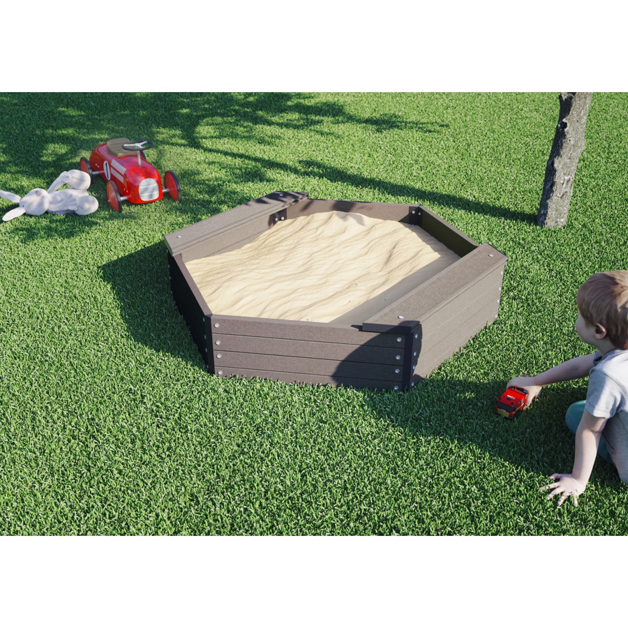 Kiehn-Holz Sandkasten BPC sechseckig in Granitgrau Durchmesser: 109 cm, Höhe: 27 cm - Bild 2