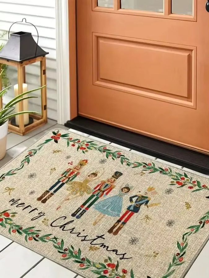 VIKAMA Nussknacker-Weihnachtsteppich, rutschfest und dekorativ, Farben: Rot, Grün, Beige, B/T: 60 x 40 cm - Bild 2