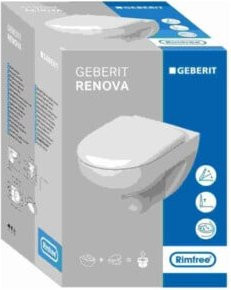 Geberit Wand-WC Renova Tiefspüler Rimless mit WC-Sitz, weiß, B/T/H: 37 x 54 x 37 cm - Bild 1