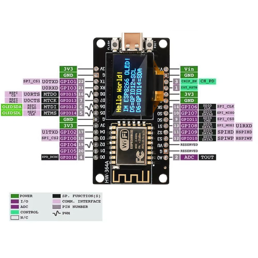 diymore ESP-12F NodeMCU ESP8266 WIFI Development Board Modul mit 0,96 OLED Bildschirm in Gelb Blau - Bild 2