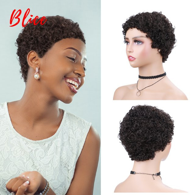 Blice Bancy Pixie-Schnitt-Perücke, kurz, lockig, schwarz, Damen - Bild 1