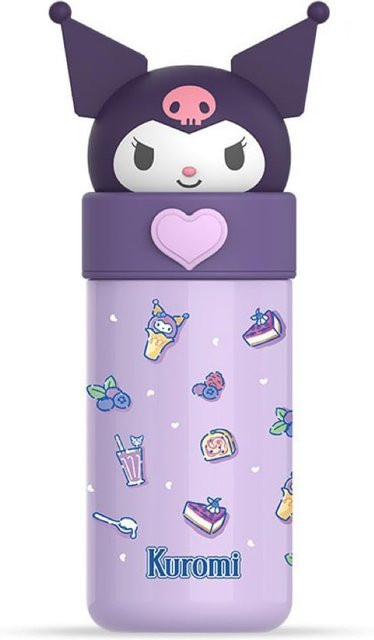 AGGZOM Isolierte Trinkflasche Hangyodon Kuromi aus Edelstahl in Lila, 350ml - Bild 1