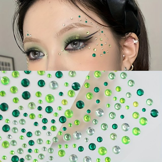 Synthetische Edelstein Aufkleber, Grün, Strass - Bild 1