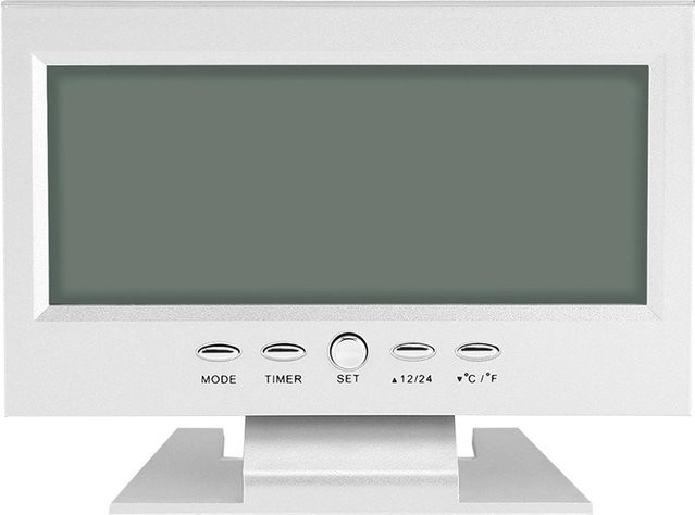 Tooarts LCD Digitaler Geräuschsensor Tischwecker mit Kalender und Temperaturanzeige in Silber - Bild 1