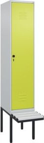 C+P Spind Classic PLUS Garderobenschrank mit Sitzbank, 1 Abteil, Lichtgrau, B/T/H: 212,0 x 40,0 x 81,5 cm - Bild 1