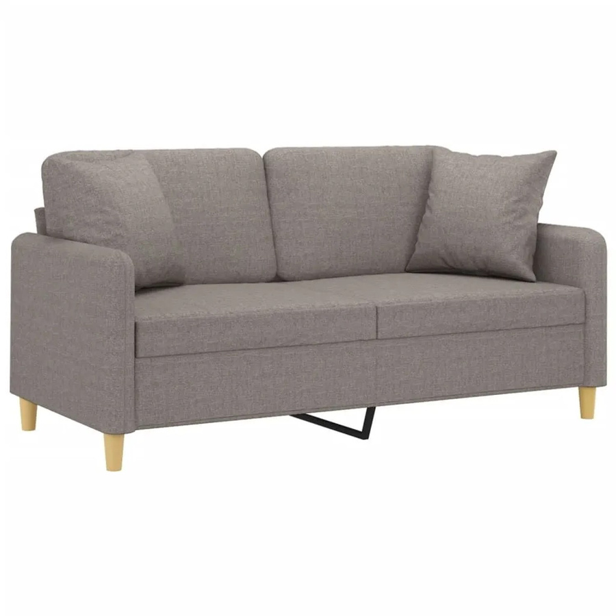 vidaXL 2-Sitzer-Sofa mit Zierkissen in Taupe, modernes Polstersofa aus Stoff mit Metallrahmen für dein Wohnzimmer - Bild 2