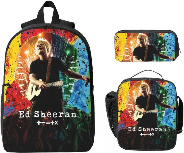 Ed Sheeran Loop Tour 2026 Schulranzen-Set für Kinder mit Rucksack, Federmäppchen und Brotdose in Blau und Multicolour von Fancy Style Studio - Bild 1
