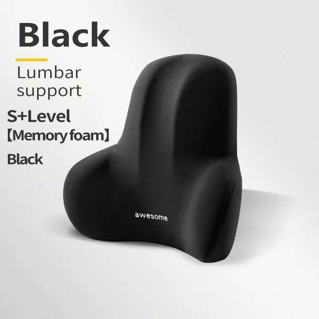 Multifunktionales Lendenkissen aus Memory-Foam in Schwarz für Auto, Büro und Gaming-Stühle, B/T/H: 43 x 34 x 10 cm - Bild 1