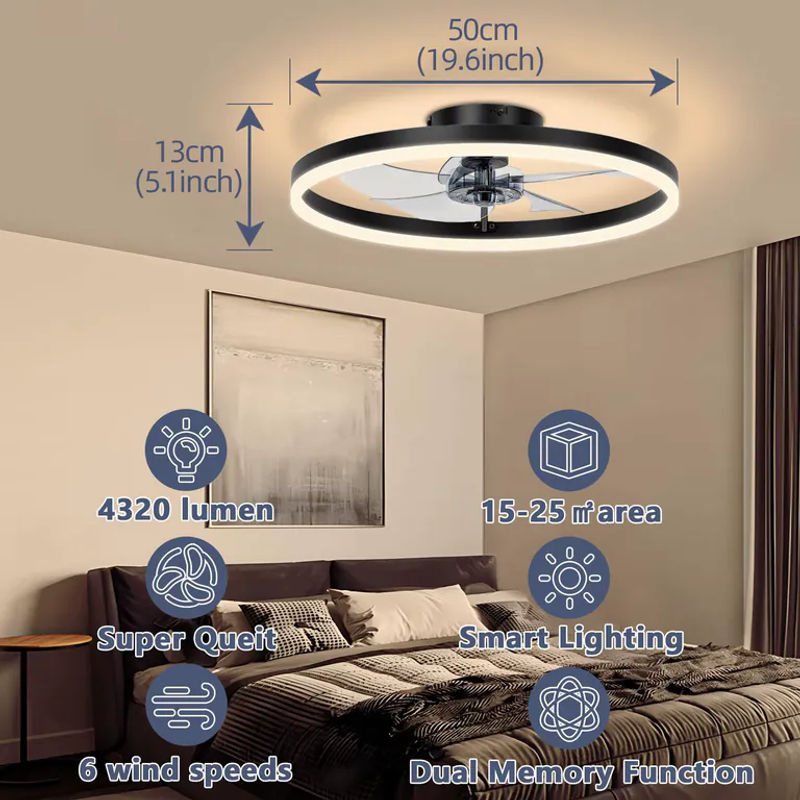IRALAN 3-in-1 Smart Deckenventilator mit LED-Licht in Weiß, reversierbarer Ventilator mit großem Luftvolumen für Schlafzimmer und Esszimmer - Bild 5