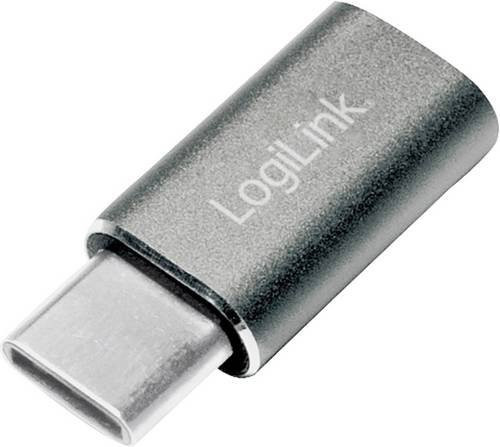 LogiLink USB 2.0 Adapter mit USB-C Stecker auf USB 2.0 Micro-B Buchse in Grau AU0041 - Bild 1