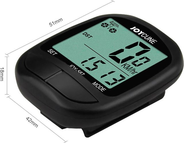 Shoemst Fahrradcomputer Wasserdicht mit LED-Anzeige, Kabelgebundener Tachometer und Kilometerzähler in Schwarz - Bild 1