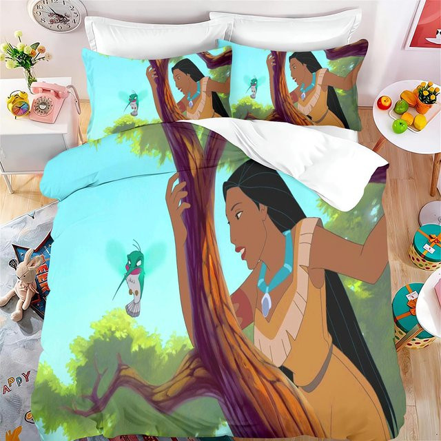 Paslu Bettwäsche Set Pocahontas Anime Design, 3-teilig, Mehrfarbig, 100% Polyester, B/H: 140 x 210 cm - Bild 1