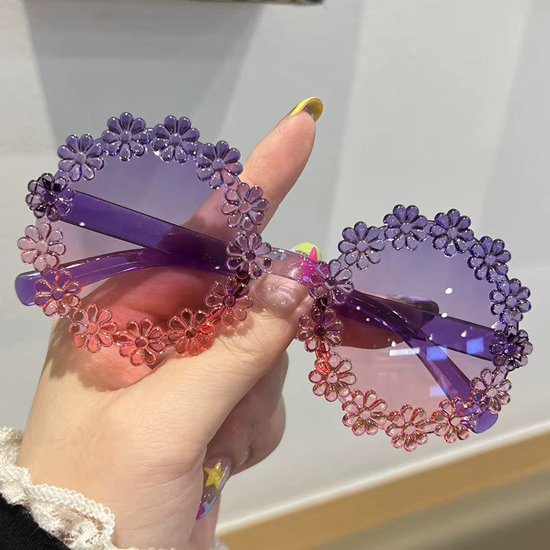 CHUYONG Sonnenbrille für Kinder, Blumenform, Rund, Vollrand, Multicolor, Kunststoff - Bild 3
