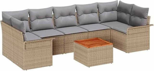vidaXL Gartenmöbel Set L-Form aus Poly-Rattan in Beige und Grau mit Polstern und Couchtisch - Bild 1