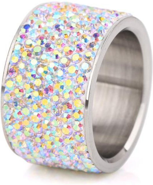 Ring Edelstahl, Zirkonia, Schwarz, Damen - Bild 1