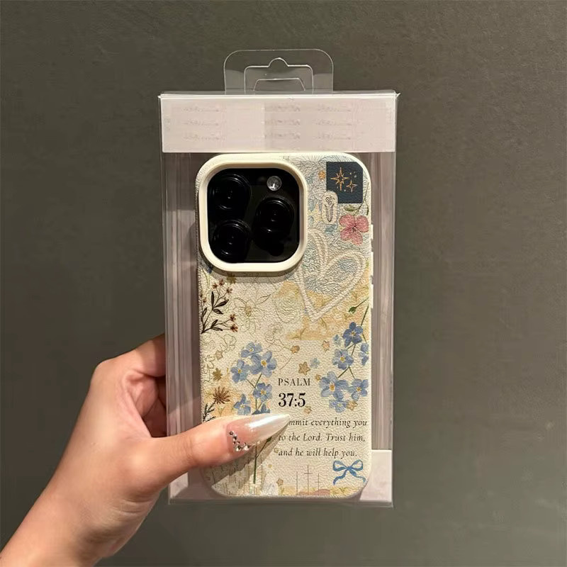 Anti-Drop Handyhülle mit floralem Puzzle-Litschi-Muster für Apple iPhone 17, 16, 15 Pro Max Plus in Beige und Multicolour - Bild 2
