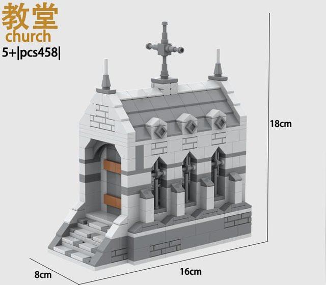Wucifang Bags Stadtkirche MOC Architektur Bausteine, Grau, ab 14 Jahren - Bild 1