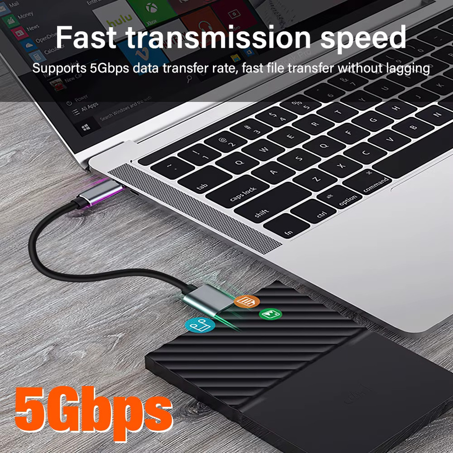 Nephy USB-C auf Micro-USB Datenkabel USB 3.0 in Schwarz für externe Festplatten und Laptops mit 5Gbps Hochgeschwindigkeit - Bild 4