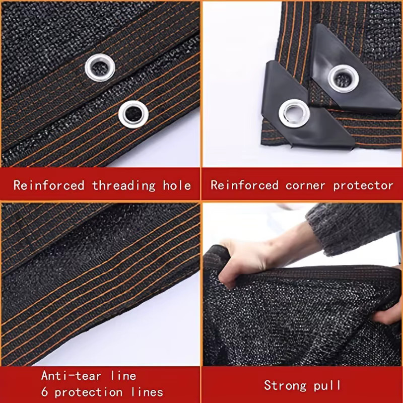 Sonnensegel aus HDPE in Schwarz als UV-Schutz Tarnnetz und Außenüberdachung für Strand, Camping oder Hinterhof, Rechteckig, Breite: 200 cm - Bild 5