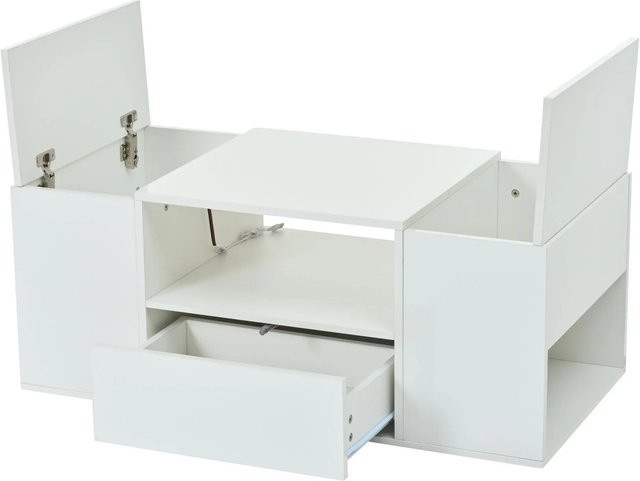 okwish Couchtisch mit LED-Beleuchtung und Schubladen in Weiß, B/T/H: 100 x 50 x 40 cm - Bild 1