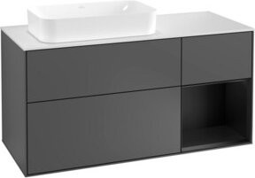 V&B Waschtischunterschrank Finion mit Wandbeleuchtung, Anthrazit lackiert, Breite: 120 cm, Tiefe: 50,1 cm, Höhe: 50,1 cm - Bild 1